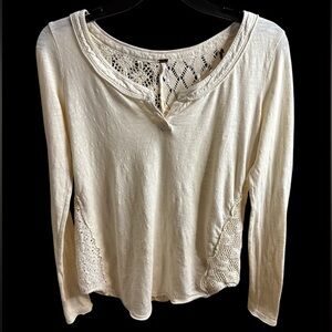 Women’s Free People Cream Embellished Top Relaxed Fit 
Size - S  NWOT